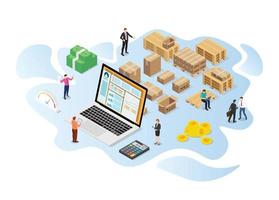 inventory or logistics optimization concept with modern isometric