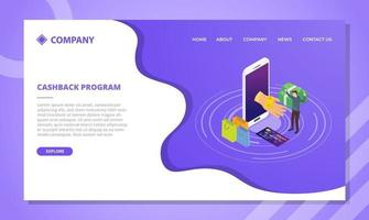 cashback program concept for website template or landing vector