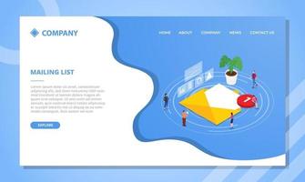 mailing list concept for website template or landing homepage vector