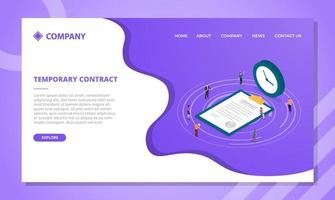 temporary contract concept for website template or landing vector