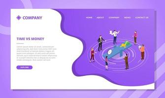 time vs money concept for website template or landing vector