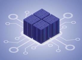 data hosting server with modern flat isometric style vector