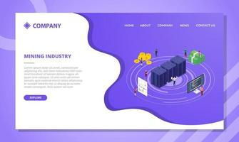 mining industry crypto currency concept for website template vector