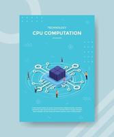 concepto de procesamiento o computación de datos de cpu para banner de plantilla vector