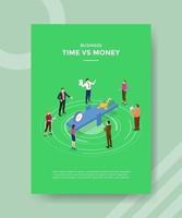 concepto de tiempo vs dinero para banner y flyer de plantilla vector