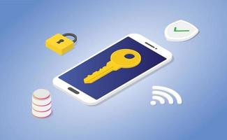 phone security concept with padlock and database shield vector