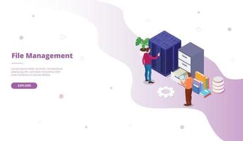 File Management campaign for web website template page vector