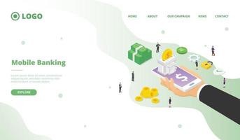 Mobile banking campaign for web website home homepage vector