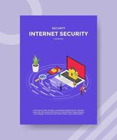 Internet security people padlock on laptop for template of banner vector