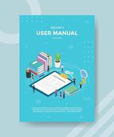 security user manual people standing nearby book instruction vector