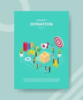 humanity donation people put money in box for template vector