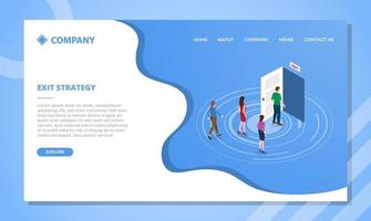 exit door strategy concept for website template or landing vector