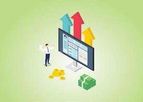 profitable online business concept with graph and chart vector