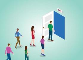 exit door for people with modern flat isometric style