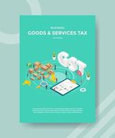 business goods and vices tax people standing work around box vector