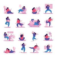 Self Care Concept Flat Icon Set vector