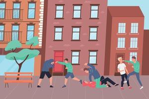 Street Fight Flat Composition vector