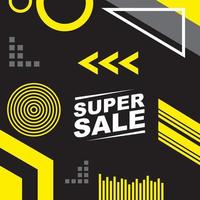 Memphis style super sale banner poster design template vector