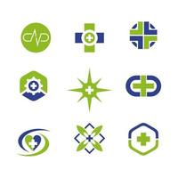 Simple set pack medical and health care logo design vector
