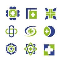 paquete simple de diseño de logotipo médico y sanitario vector