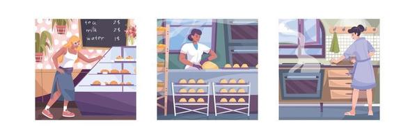 Bakery Square Compositions Set vector