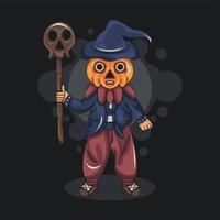 A great witch wear pumpkin hat in Halloween event vector