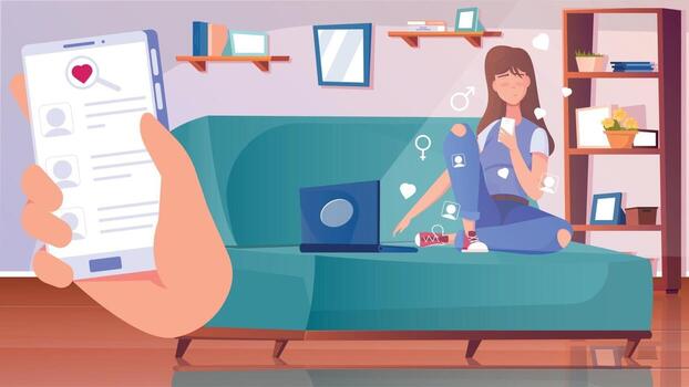 Dating App Flat Composition vector