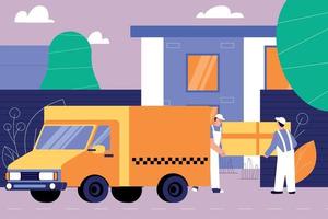 Freight Taxi Flat Composition vector