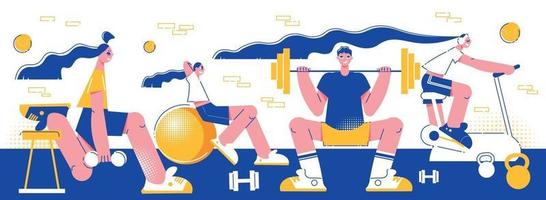 banner horizontal de fitness vector