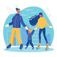 Family Ice Skating Composition vector