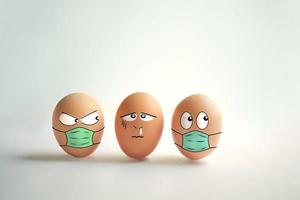 Easter eggs with COVID19 protection. photo