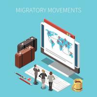 Migration Analytics Isometric Composition vector