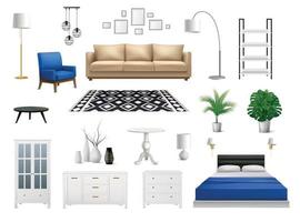 Interior Elements Realistic Set vector