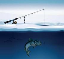 Winter Fishing Realistic Composition vector