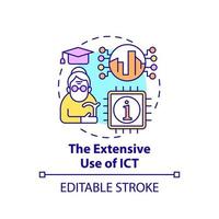 Extensive use of ICT concept icon vector