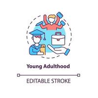 Young adulthood concept icon vector