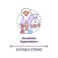 Unrealistic expectation concept icon vector