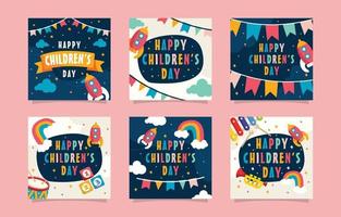 Happy children's day social media post vector