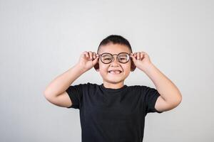 Funny portrait boy studio photo