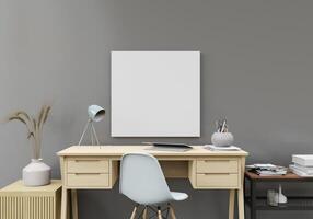 office room with desk and wall frame photo