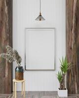 Picture frames with plant pots adorn the living room. photo