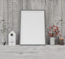 Picture frames with plant pots adorn the living room. photo