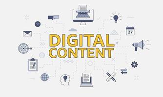 digital content concept with icon set with big word vector