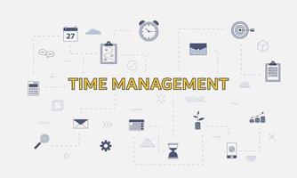 time management concept with icon set with big word