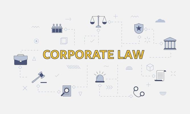 corporate law concept with icon set with big word