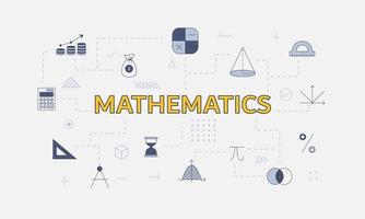 mathematics concept with icon set with big word vector