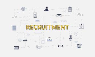 recruitment concept with icon set with big word vector