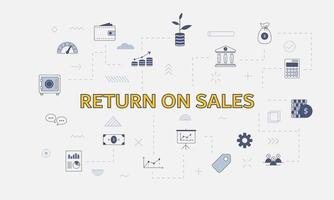 return on sales ros concept with icon set with big word vector