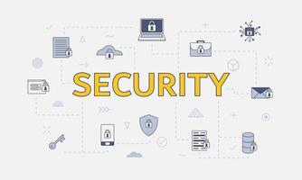 internet security concept with icon set with big word vector