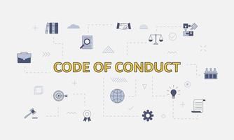 code of conduct concept with icon set with big word vector